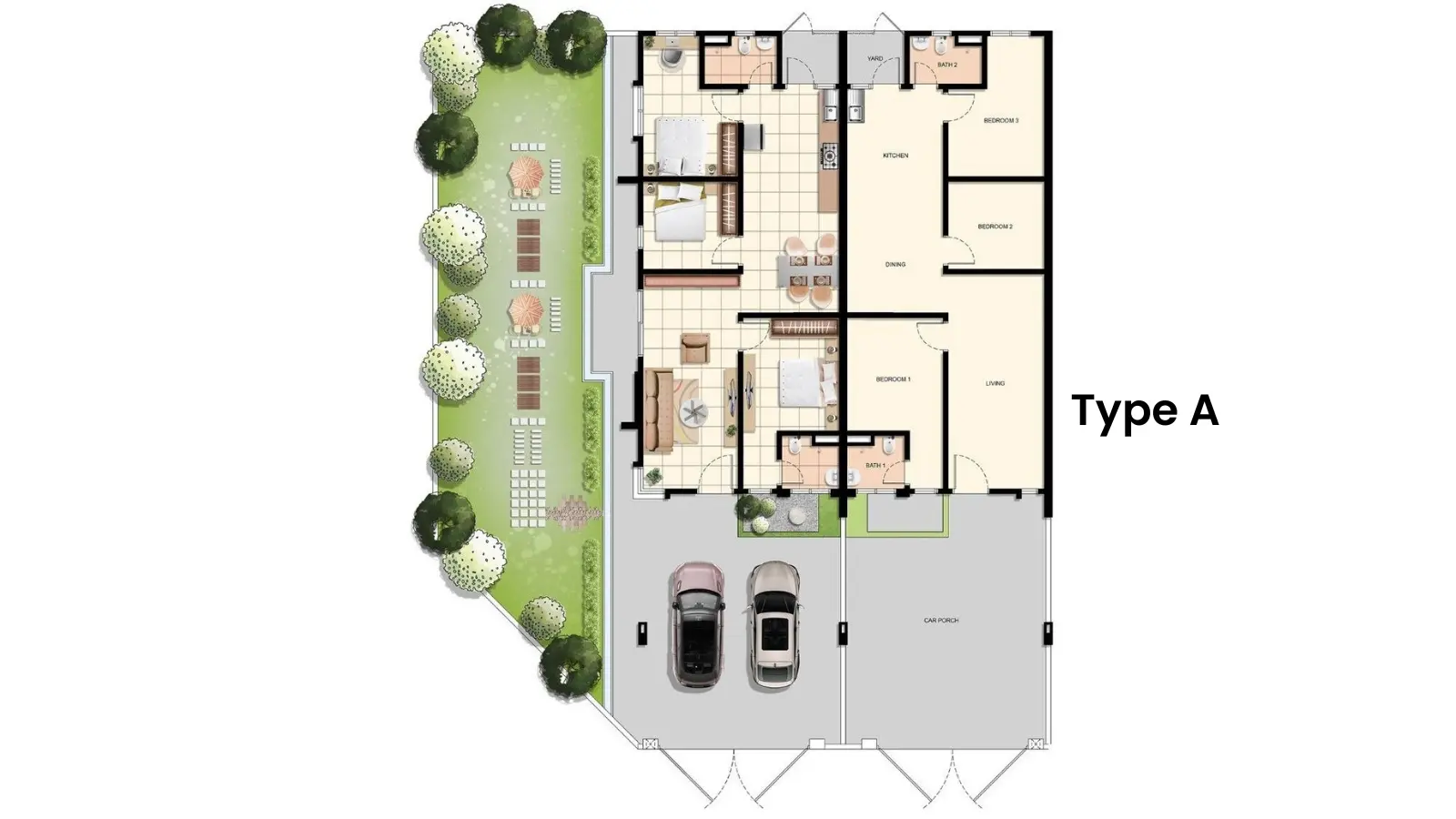 Layout Type A Rumah di Ara Damai, Ara Kuda